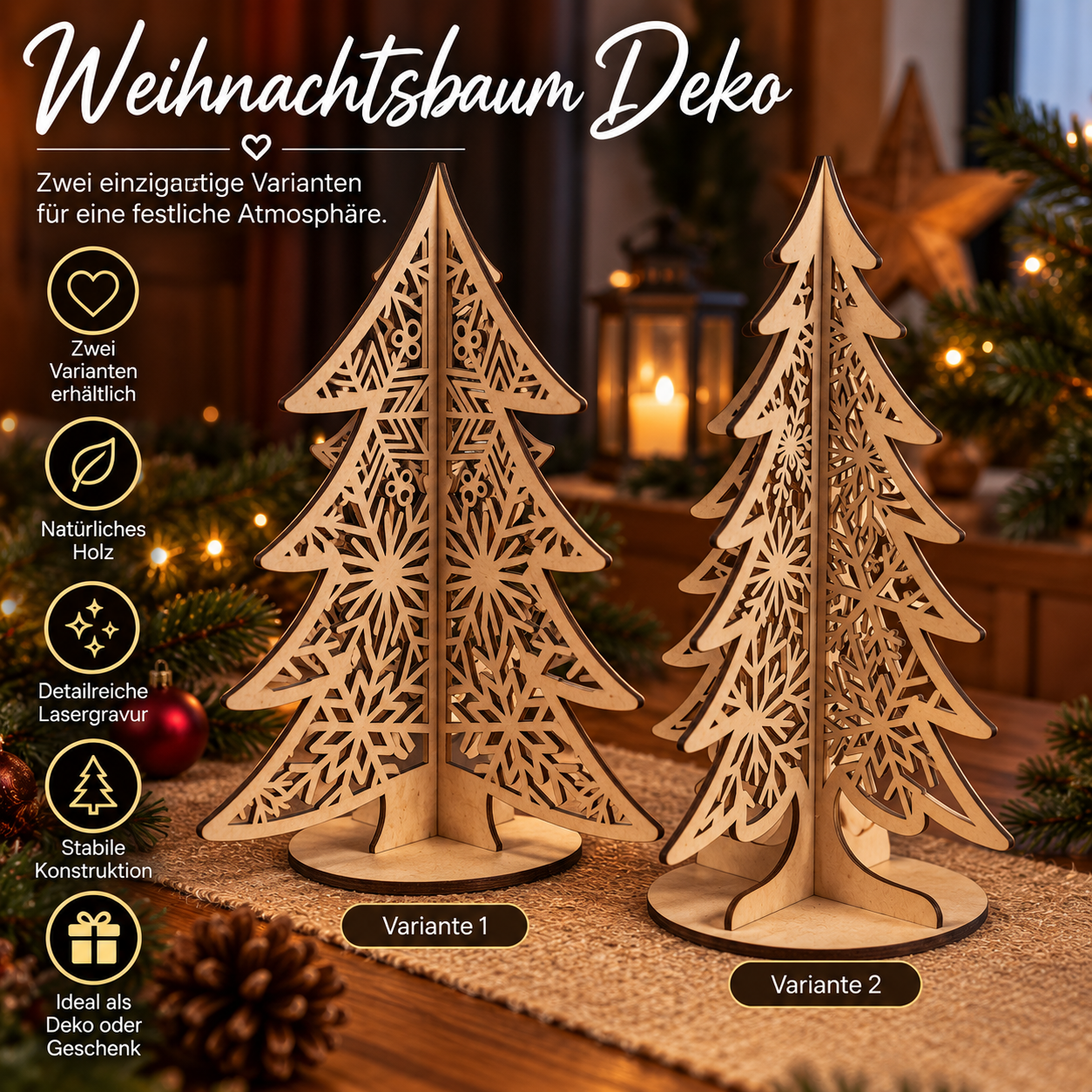 Weihnachtsbaum-Deko aus Holz
